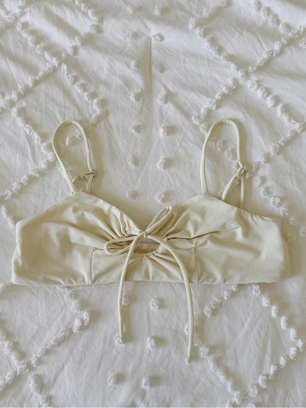 San Lorenzo Cream Tie-Front Bandeau Bralette Bikini